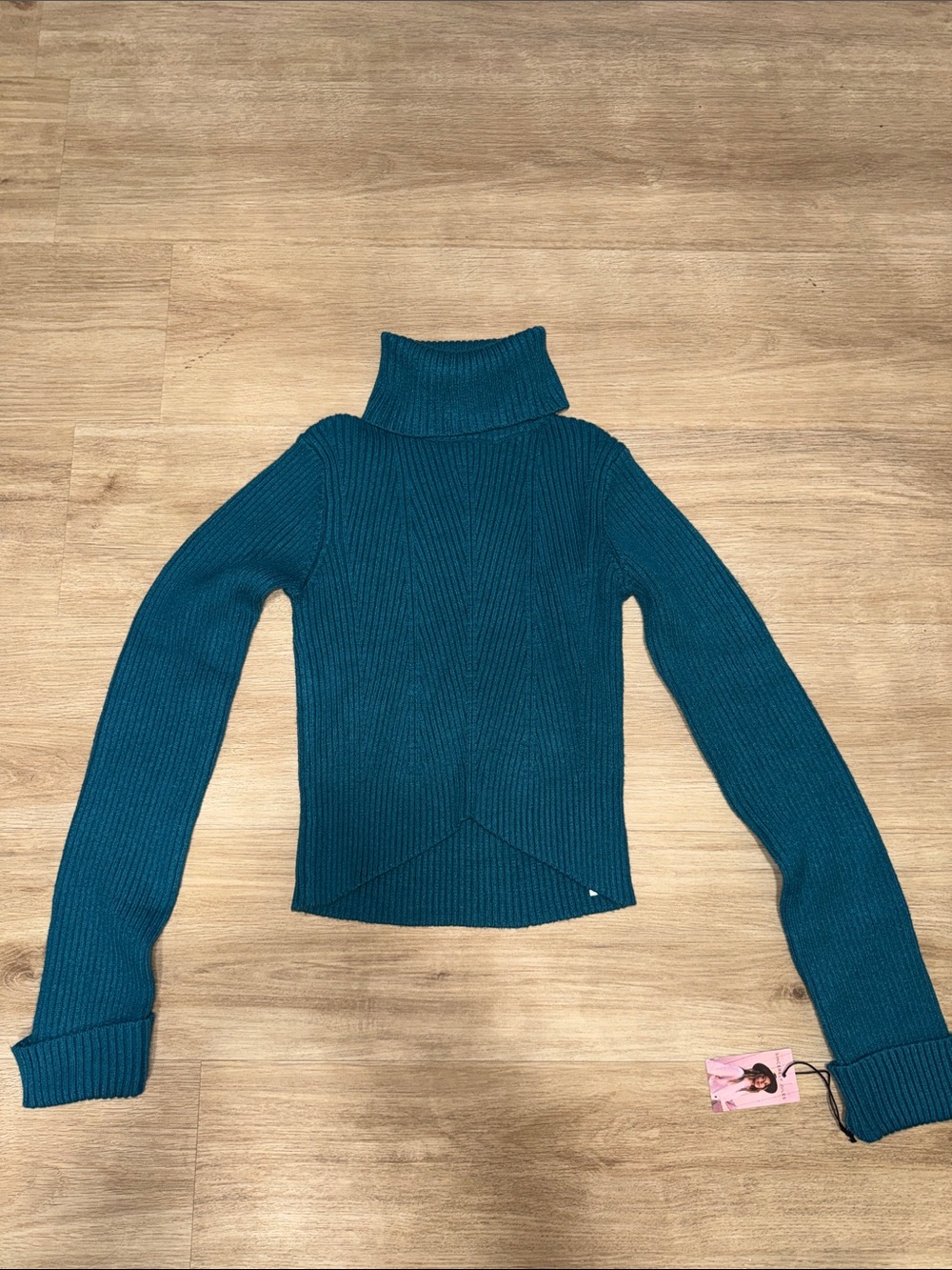 Sincerely Jules Teal Ribbed Turtleneck Sweater